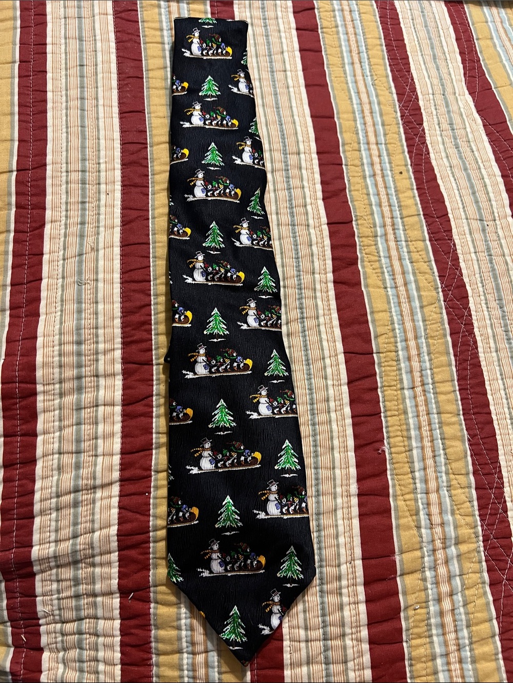 Black Snowman & Tree Holiday Tie - JZ Richards